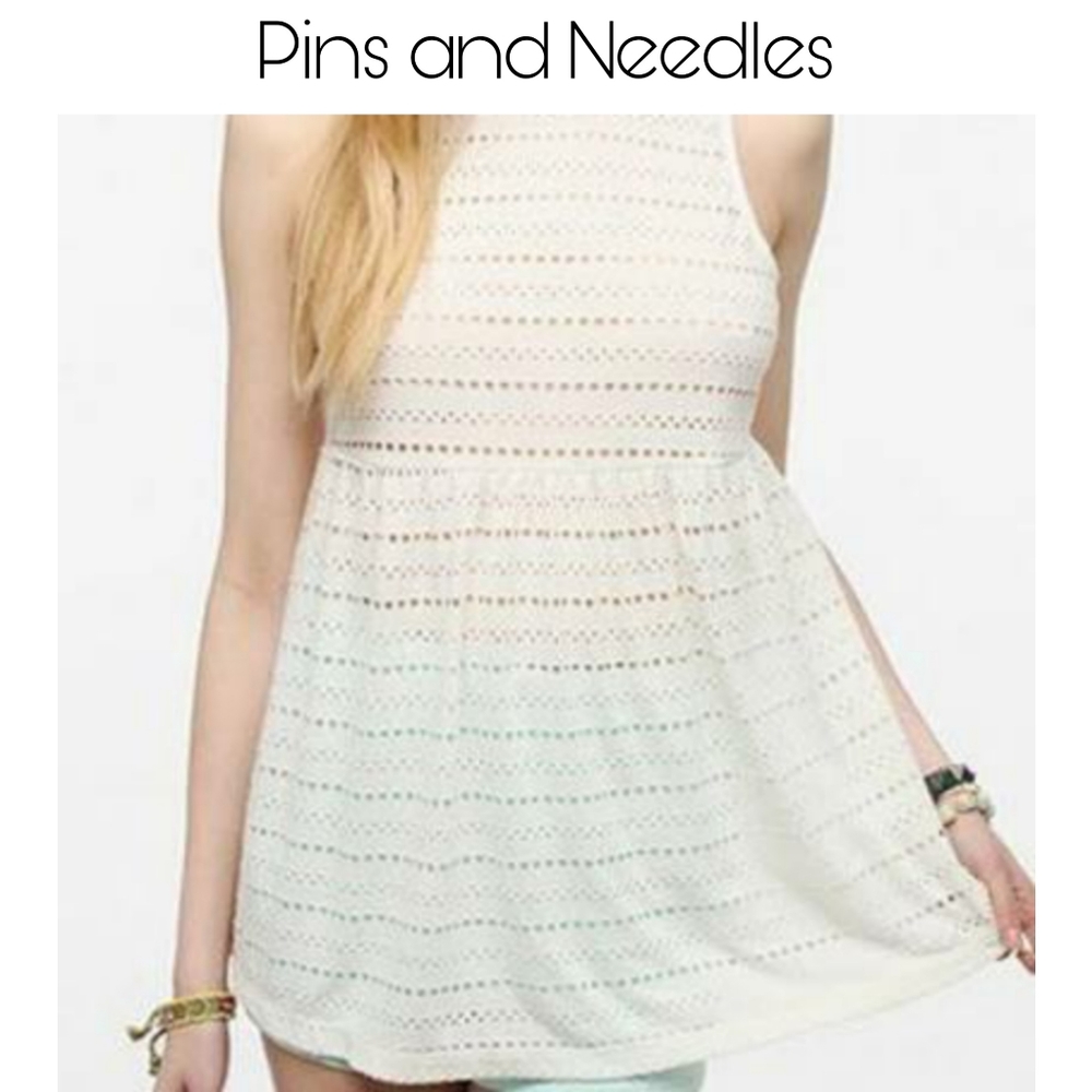 Pins and Needles Cream Eyelet Babydoll Top